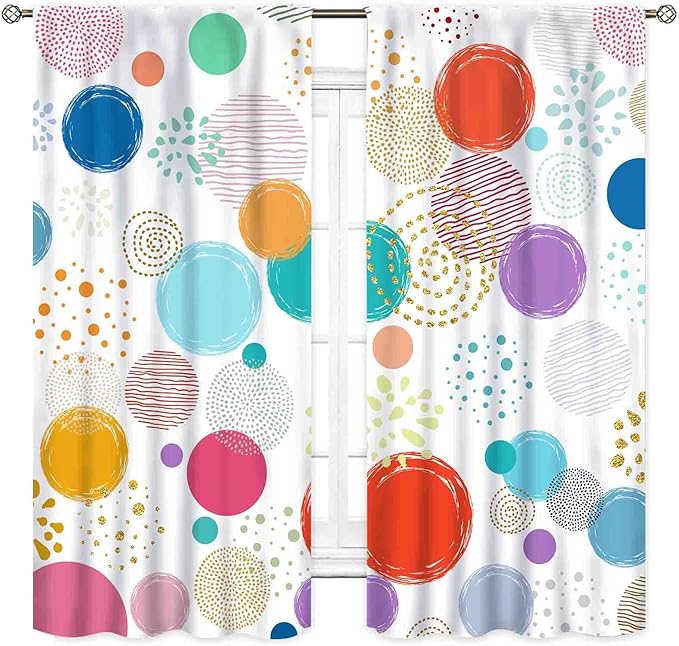 Rainbow Curtains for Girls Bedroom, Boho Rianbow Quotes Inspirational Motivational Positive Colorful Galaxy Pink Purple Window Drapery for Baby Kids Living Room Nursery Classroom, 63"x72" Inch