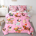 Feelyou Xmas Dog Bedding Set Cute Dog Christmas Style Comforter Set with Sheets 3D Animal Bed in a Bag for Boys Girls Children Teens Bedroom Decor Pink Bed Set 7Pcs Queen Size