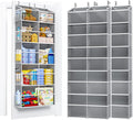 5-Tier Over The Door Organizer with 10 Side Mesh Pockets & Clear Windows, 80 lb Weight Capacity Hanging Storage for Bathroom, Bedroom, Nursery, Kitchen, Organizer Toys (Grey Clear wind 2 Pack)
