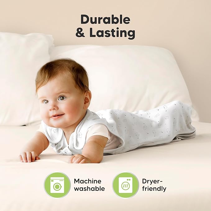 KeaBabies 2-Pack Organic Baby Sleep Sacks, 100% Cotton - Soft & Breathable 0.5TOG Baby Wearable Blanket, Toddler Sleeping Sack 0-6 months, Easy to Wear Transitional Swaddles for Newborns (Bunnies, S)