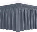 Biscaynebay Wrap Around Bed Skirts for Queen Beds 15" Drop, Dark Grey Flora Home Elastic Dust Ruffles Easy Fit Wrinkle & Fade Resistant Silky Luxurious Fabric Machine Washable