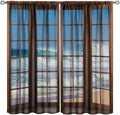 Ocean Beach Curtains,Waves Crashed Beach Hawaiian Seaside Scene Pattern Blackout Print Home Bedroom Living Room Window Treatments 2 Panel Set 63x72 Inch