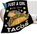 Tijuboni Tacos Throw Blanket Just A Girl Who Loves Tacos Gifts for Girls Boys Women Men Kids Adults Soft Flannel Fleece Blanket for Couch Sofa Bed Home Decor 60"x80"