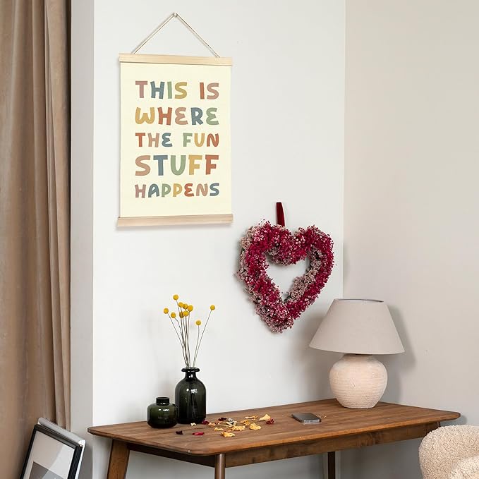 Hiuwevt Boho Fun Classroom Poster Hanger Frame, Kids Playroom Decor, This Is Where the Fun Stuff Happens Colorful Wall Art Decor for Kids Room Nursery Playroom Classroom Home, 12x16 Inch