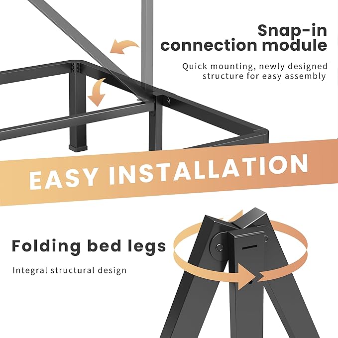 18 Inch King Heavy Duty 3500 lbs Bed Frame with Round-Corner Legs & Anti-Squeak Design – Quick Assembly Metal Platform, No Box Spring Needed