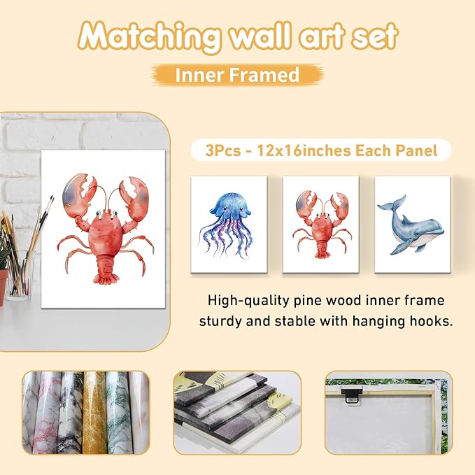 Personalized Crib Bedding Set, 5 Pcs Custom Name Nursery Bedding Sets, Marine Animals Infant Bedding Set for Baby Boy Girl, Double Layer Baby Crib Set, Babies Toddlers Kids Customized Gifts