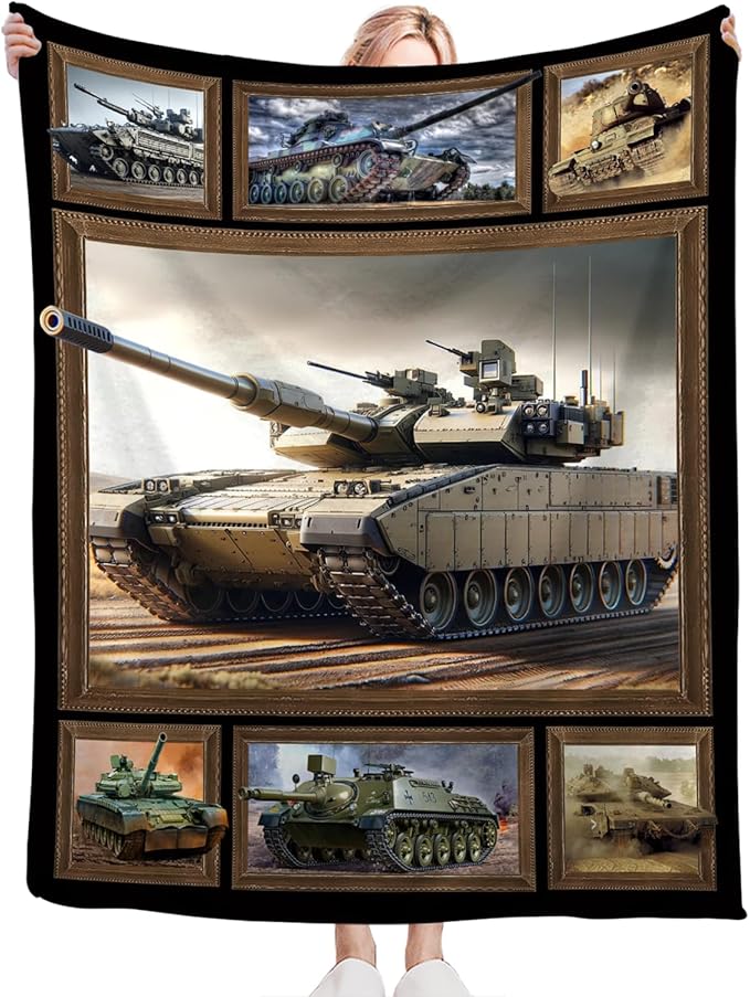 Tijuboni Military Tank Throw Blanket Army Gifts for Boys Men Girls Women Kids Adults Soft Flannel Fleece Blanket for Couch Sofa Bed Home Decor 50"x60"