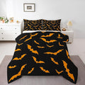 Erosebridal Bat Quilt Happy Halloween Decor Comforter Set Twin Size for Kids Boys Youth Gothic Spooky Bedding Set Orange Bats Silhouette Duvet Insert with 1 Pillow Case