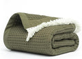 Salt Earth GOTS Certified 100% Organic Cotton Throw Blanket, 55"x60" Waffle Blankets & Throws for Bed, Throw Blanket for Couch, Cozy Christmas Blankets and Throws for Christmas Gifts (Ivy Green)