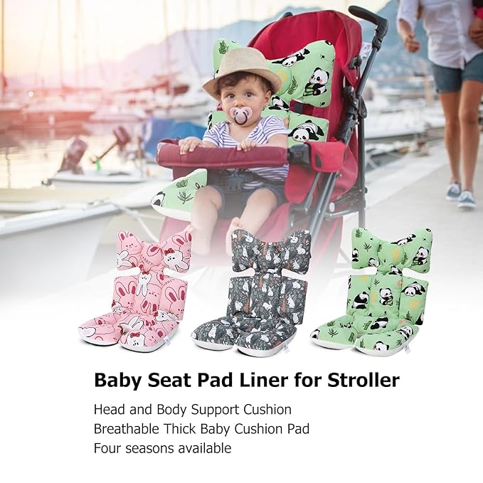 Baby Seat Pad Liner for Stroller, Universal Stroller Cushion Pad for Baby Soft and Breathable 3D Air Mesh Cotton Stroller Liner Insert Car Seat Insert (Panda)