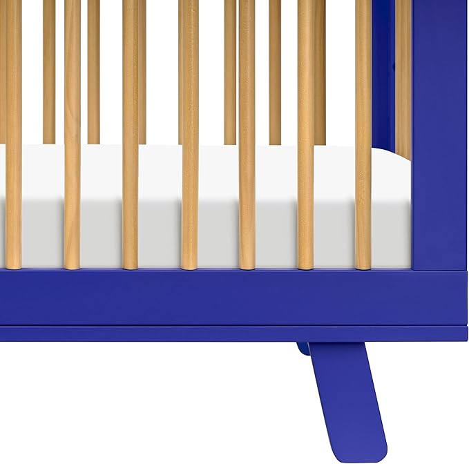 Babyletto Hudson 3-in-1 Baby Crib Convertible to Toddler Bed & Daybed - GREENGUARD Gold Certified - 4 Adjustable Heights - Made of 100% Solid Wood - Includes Toddler Conversion Kit - Cobalt & Honey