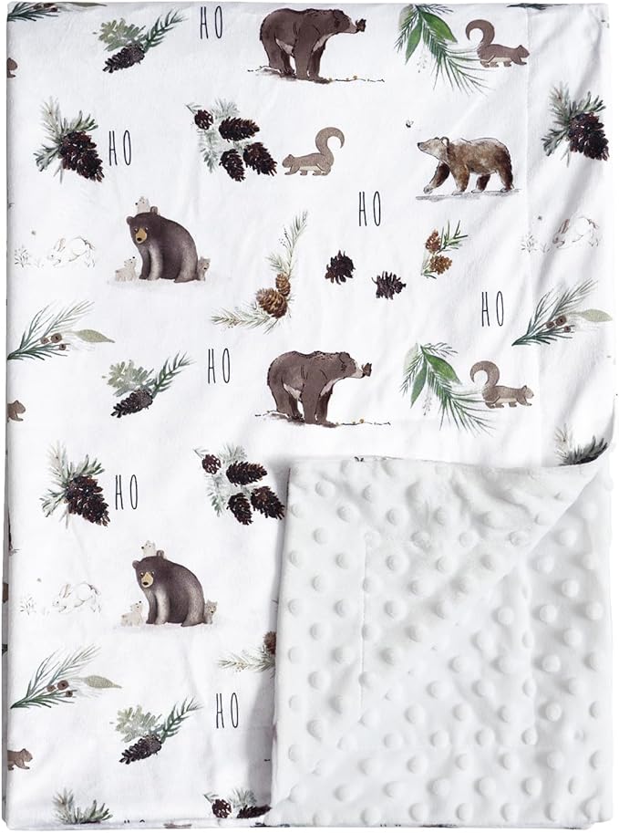 david's kids Micro Fleece Minky Baby Blanket for Boys Girls with Double Layer and Soothing Raised Dots, Breathable and Soft Lightweight Receiving Blanket for Newborns, 50x60 Inches, Animals