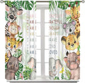 Cartoon Safari Animal Curtains Cute Watercolor Wildlife Jungle Window Treatments for Kids Boys Girls Bedroom Living Room Inspirational Motivational Quotes Nursery Children Drapes W84xL84