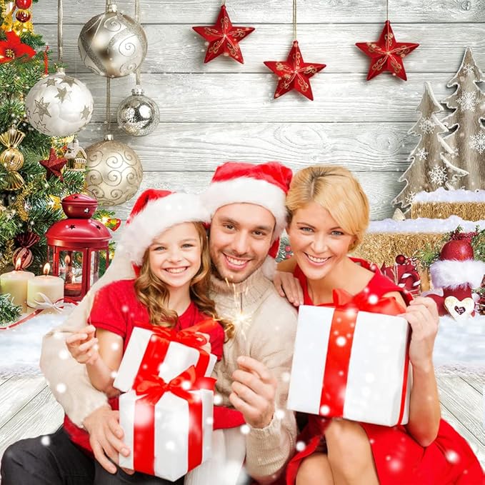 CYLYH 8x10ft Christmas Backdrop for Photography Christmas White Wood Floor Photography Backdrop Winter Snow Wooden Floor Xmas Background Newborn Christmas New Year Party Banner Decorop