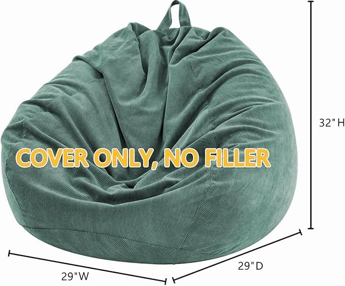 Nobildonna Bean Bag Chair Cover (No Filler) for Kids and Adults,Beanbag Stuffed Animal Storage Without Filling Plush Toys Holder and Organizer Soft Premium Corduroy 200L