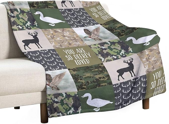 Deer & Duck Hunting Throw Blanket - Soft, Warm, Cozy Fleece for Women & Men, Adults - Couch, Sofa, Bed - 60"x80"
