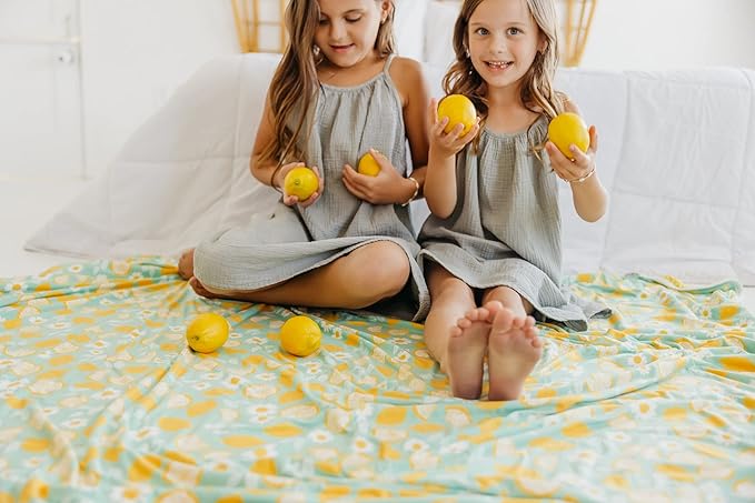 Copper Pearl Jumbo 3-Layer Quilt: Soft Quilts for Boys & Girls | Breathable, Cozy Toddler Blanket | Newborn Quilt | 46x46 Premium Polyester/Rayon | Lemon
