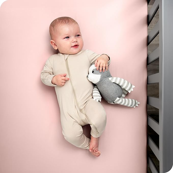 Bare Home 3-Pack Fitted Crib Sheet - Premium 1800 Ultra-Soft Microfiber - Breathable - Baby Sheet - for Boys & Girls - Fits Standard Crib and Toddler Mattresses (Pink Slipper/Cloud Grey/White)
