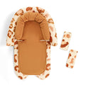 GFU Baby Car Seat Head Support for Newborn, 2 in 1 Infant Car Seat Head Body Support with Strap Pads, Soft Stroller Cushion Pillow Insert for Girls, Fits for Stroller, Swing, Brown