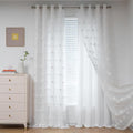 MYSKY HOME Light Blocking White Curtains for Living Room White Sheer Pom Pom Kids Room Decor Drapes 102 Inches Long Double Layer Curtain for Sliding Door Grommet Window Panels Set of 2 52" x 102"