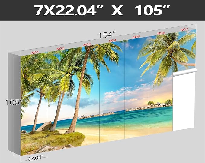 XMPMBM-Beach Palms Landscaping Fabric Wallpaper Tree Leaf Living Room Bedroom Bathroom Wall Mural-W 154" X H 105"（112 Square Foot）