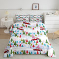 Feelyou Christmas Trees Bedding Set for Kids Boys Girls Queen Size Christmas Truck Comforter Set Ultra Soft Winter Snowman Comforter Xmas Duvet Quilt Bedroom Decor Christmas Ornaments Quilt