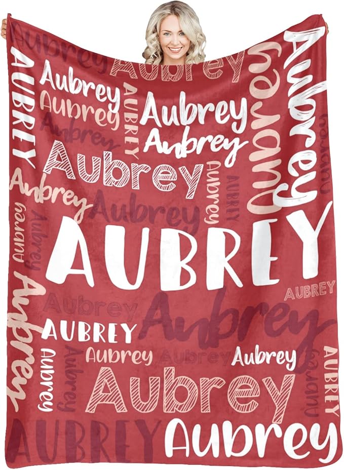 Dr.TOUGH Personalized Blankets with Name Customized Baby Blankets for Girls Boys Adults Monogrammed Blankets and Throws Christmas Birthday Mothers Fathers Valentines Day Gift (Red,60''×80'')