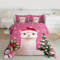 Feelyou Merry Christmas Bedding Set Soft for Boys Girls, Cute Llama Comforter Set Queen Size Snowflake Duvet Quilt Microfiber Christmas Tree Bedroom Decor 3 Pcs with 2 Pillow Cases