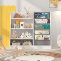 NACHES Montessori Kids Bookshelf Fabric Sling Pockets & Open Shelves – Front Facing Toddler Book Display and Toy Storage Organizer for Nursery Playroom or Bedroom 35" Wide (White, Middle)