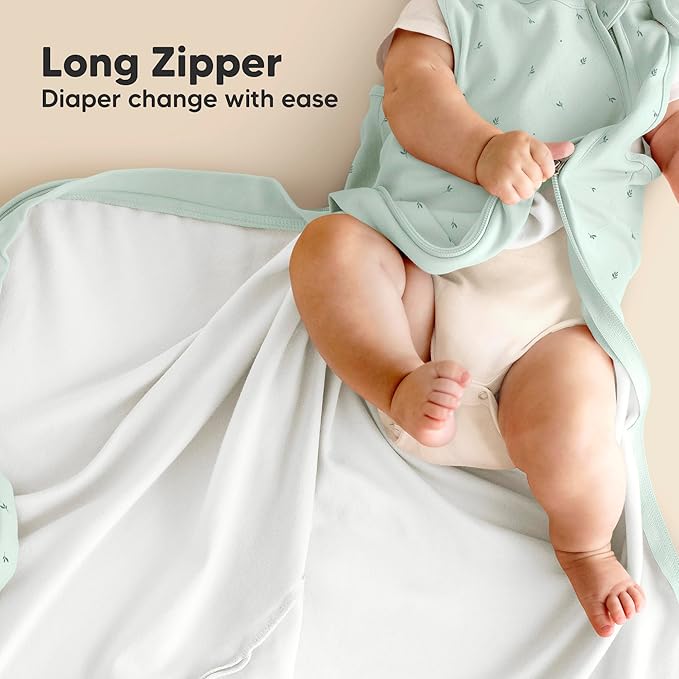 2-Pack Organic Baby Sleep Sacks, 100% Cotton - Soft & Breathable 0.5TOG Baby Wearable Blanket, Toddler Sleeping Sack 6-18 months, Easy to Wear Transitional Swaddles for Newborns, Infants (Bunnies, M)