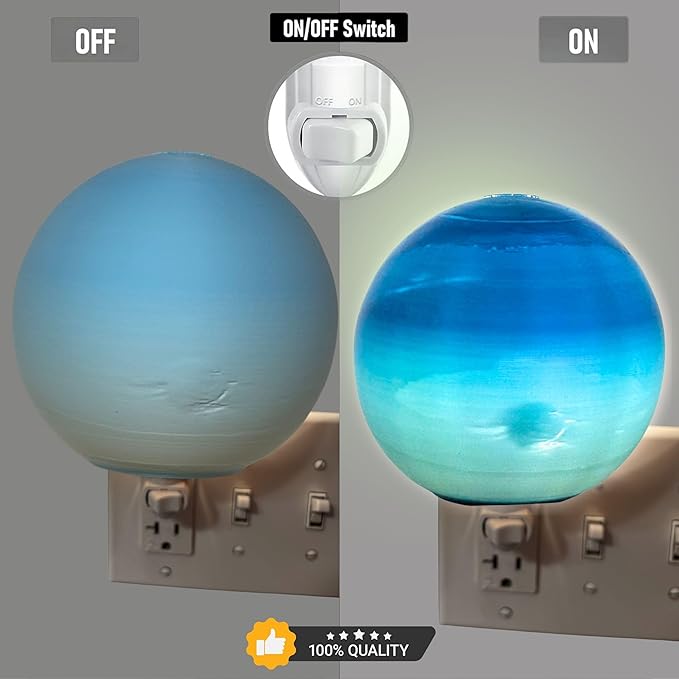 Neptune Night Lights | 5" Neptune Night Lamp LED Light | 3D Solar System NightLight, Planet Home Décor, Space Nursery, Kids Room, Space Gift, Birthday Gifts, Bedroom Decorations