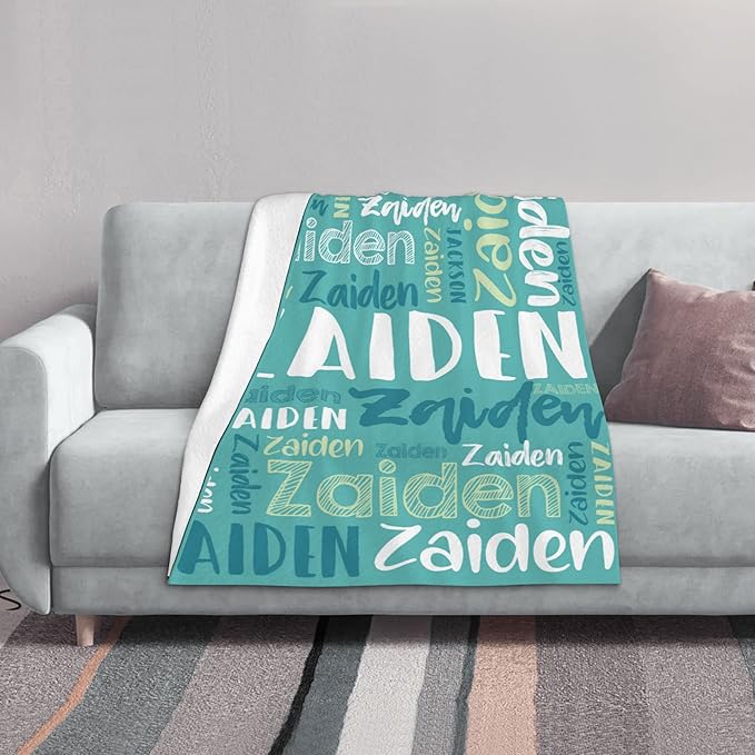 Dr.TOUGH Personalized Blankets with Name Customized Baby Blankets for Girls Boys Adults Monogrammed Blankets and Throws Christmas Birthday Mothers Fathers Valentines Day Gift (Mint Green,30''×40'')