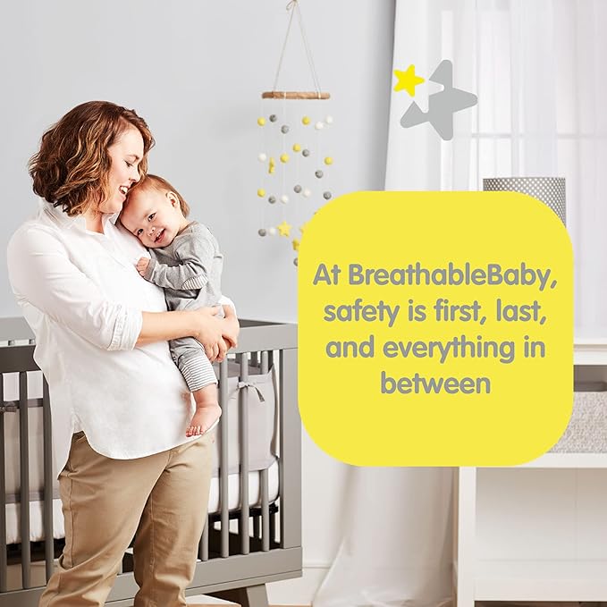 BreathableBaby Breathable Mesh Liner for Full-Size Cribs, Classic 3mm Mesh, Gray Clover (Size 4FS Covers 3 or 4 Sides)