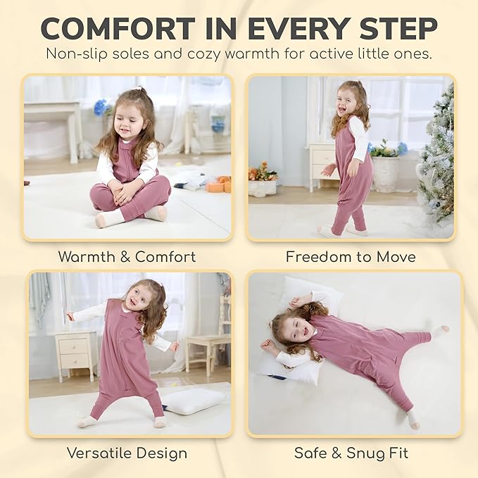 Mama Cheetah Toddler Sleep Sack with Feet 2T, 2.5 TOG Organic Cotton Baby Sleeping Bag with Legs, Baby Wearable Blankets for Walkers w/ 2-Way Zipper, Baby Sleep Sack for Girls Boys, Medium