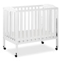 Dream On Me 3-in-1 Portable Folding Stationary Side Mini Baby Crib in White & Mattress, GreenGuard Gold & JPMA, Use as Changer & Playpen, Locking Wheels, 3 Mattress Heights, Extra Firm Mattress