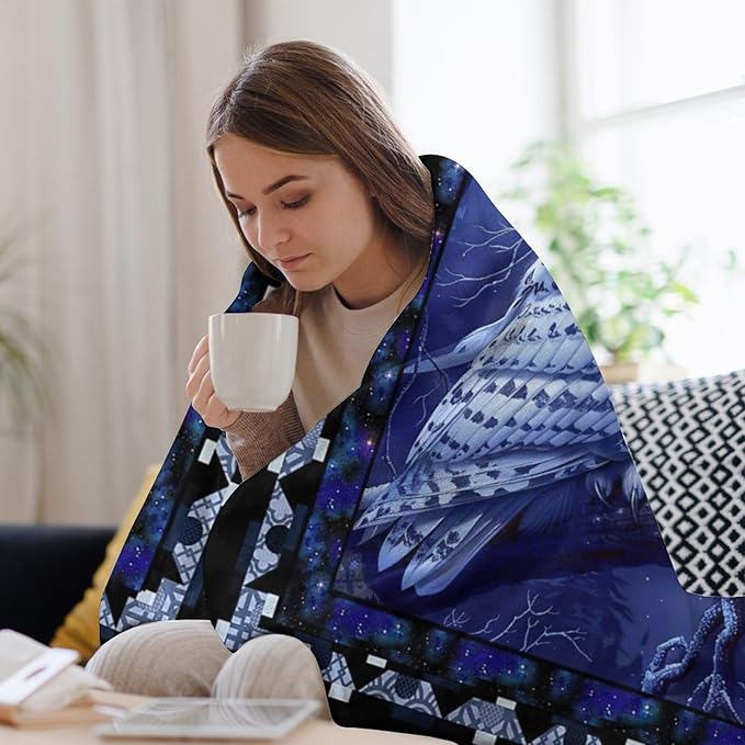 Owl Night Throw Blanket Owls Moon Print Blankets Gifts for Couch Sofa Bed Stuff Decor Soft Cozy Fleece Plush Flannel Bedding for Lover Men Women Adults 40"x50"