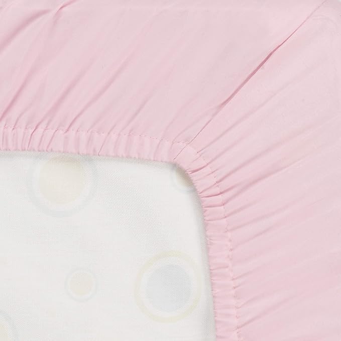 EVERYDAY KIDS 4 Pc Crib Bedding for Girls Nursery Set Includes Baby Bed Quilt, Fitted Sheet, Dust Ruffle and Diaper Stacker- Nursery Bedding Set - Baby Crib Bedding Set in Pink