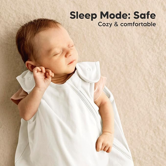 2-Pack Organic Baby Sleep Sacks, 100% Cotton - Soft & Breathable 0.5TOG Baby Wearable Blanket,Toddler Sleeping Sack 6-18 months, Easy to Wear Transitional Swaddles for Newborns,Infants (Soft White, M)