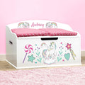 DIBSIES Personalized Creative Wonders Toy Box, Unicorns & Rainbows, 30 x 19.25 x 18 inches, Soft-Close Lid (White)