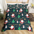 Christmas Duvet Cover Set Twin Size, Santa Claus Xmas Trees Snowman Sonwflake Comforter Cover with 1 Pillowcase, New Year Theme Bedding Set for Kids Boy Girl Lightweight Bedspread Cover,No Comforter