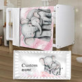 Personalized Crib Bedding Set for Boys Girls, Custom Baby Crib Sets with Name, Pink Elephant Design Nursery Bedding 2 Piece - Soft Blanket with Double Layer Dotted Backing, Crib Fitted Sheet