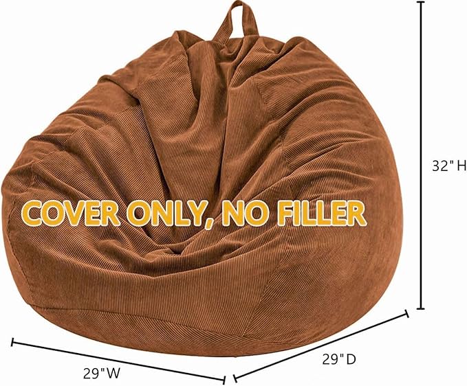 Nobildonna Bean Bag Chair Cover (No Filler) for Kids and Adults,Beanbag Stuffed Animal Storage Without Filling Plush Toys Holder and Organizer Soft Premium Corduroy 200L