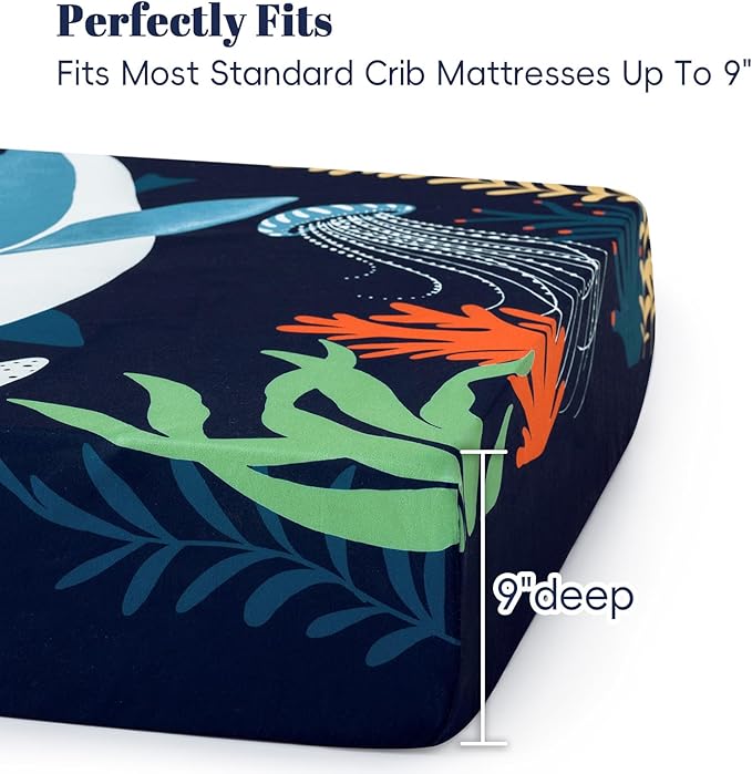 PHF 4 Pack Soft Shark Crib Sheets Fitted, Comfy Breathable Baby Sheets for Boys Girls, 28x52 Inches Fits Standard Crib and Toddler Mattresses, Shark