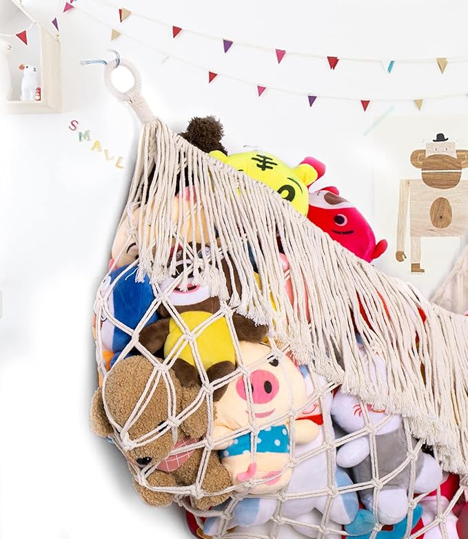 Extra Large Stuffed Animal Hammock - Cream 2PACK, Stuffed Animal Storage, Stuffed Animal Holder Net, Toy Hammock Large, Toy Storage Organizer