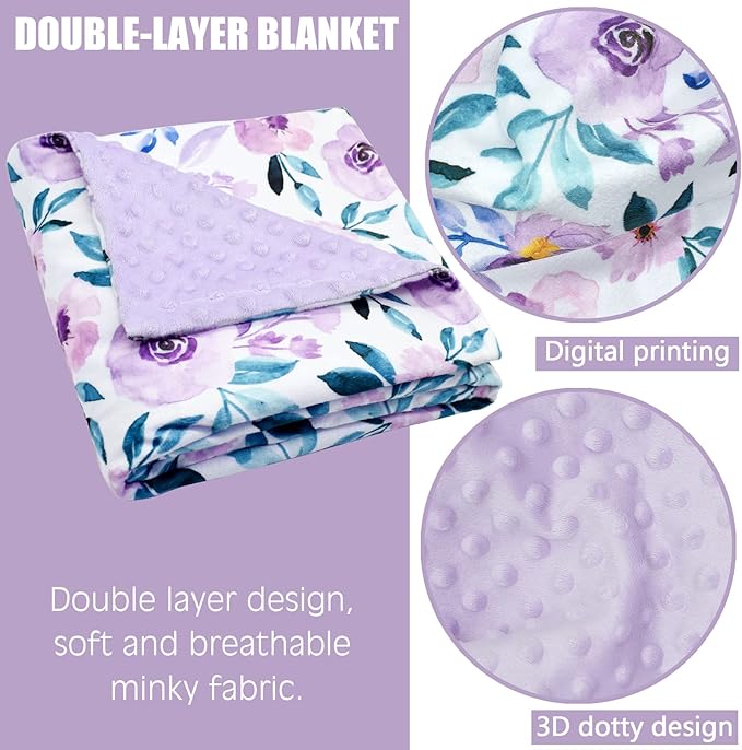 Baby Blankets for Boys Girls Soft Minky Blanket for Newborn Infant Toddler Used for Crib Stroller Nursery (Purple Floral)