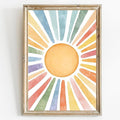 Boho Sun Canvas Wall Art Nursery Sun Prints Watercolor Sunshine Art Colorful Sunshine Poster Abstract Geometric Painting Colorful Geometric Prints Modern Minimalist Poster 16x24inch Frameless