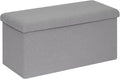 PINPLUS Folding Storage Ottoman Bench, Sherpa Ottoman with Storage, Large Long Shoes Bench Chest with Lid, Footrest for Living Room, Entryway, Grey 30'' x 15'' x 15''
