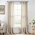 jinchan Linen Blend Clost Curtains 96 inch Length 2 Panels for Bedroom Living Room, Light Filtering 38 inch Wide Farmhouse Drapes with Rod Pocket Back Tab(38W x 96L, Oat)