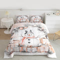 Feelyou Merry Christmas Comforter Set Twin Size Cute Snowman Bedding Set for Kids Boys Girls Duvet Quilt Snowflake Bedroom Decor Microfiber 2 Pcs with 1 Pillow Cases