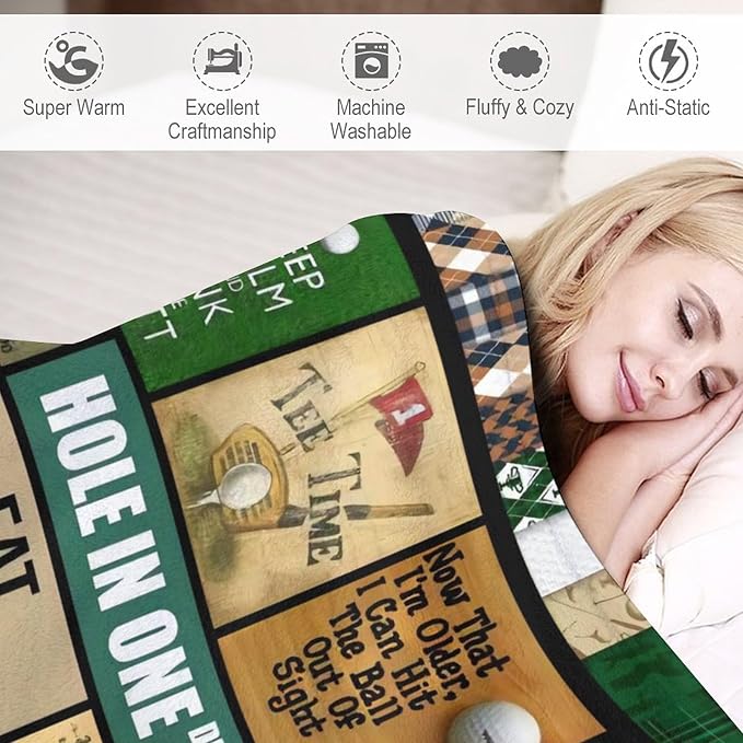 Golf Blanket Gifts for Golf Lovers Golf Throw Blanket for Women Men Adults Soft Warm Cozy Fleece Blanket for Couch Sofa Bed 60"x80"